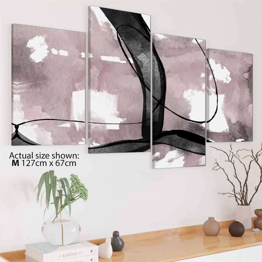 Abstract Blush Pink Black Artwork Framed Wall Art Print