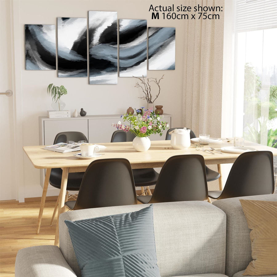 Abstract Light Blue Grey Oil Paint Effect Canvas Art Pictures