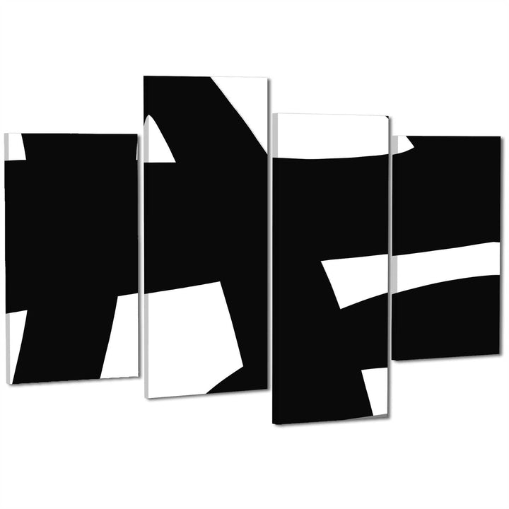 Abstract Black and White Bold Brushstrokes Canvas Wall Art Picture - 1844