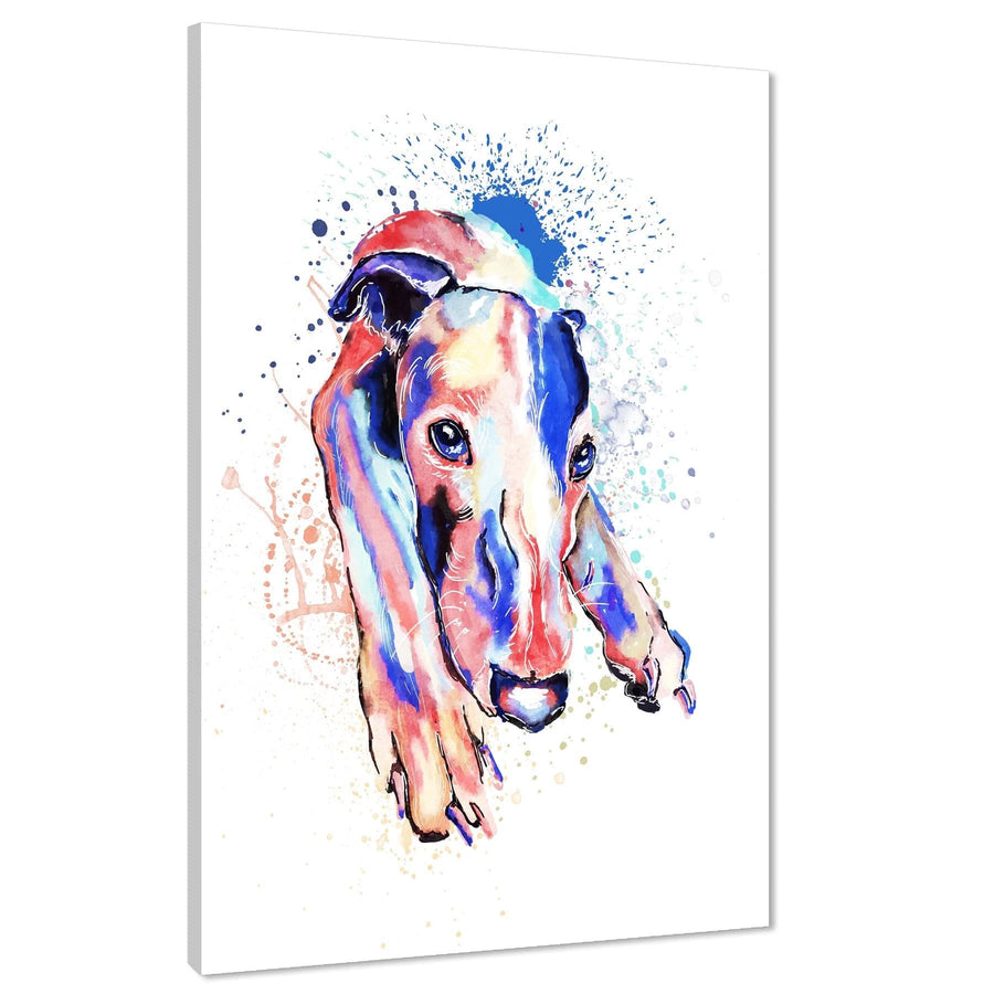 Greyhound Pet Dog Watercolour Splash Canvas Wall Art Print - Multi Coloured