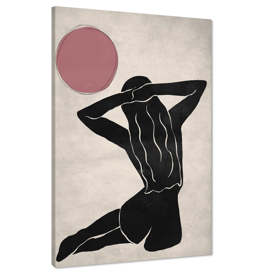 Blush Pink Black Figurative Sun Goddess Canvas Art Prints