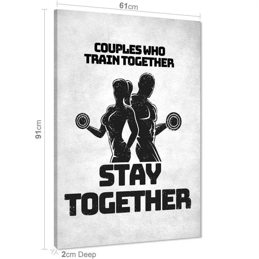 Black Grey Figurative Fitness Canvas Art Prints Couples goals