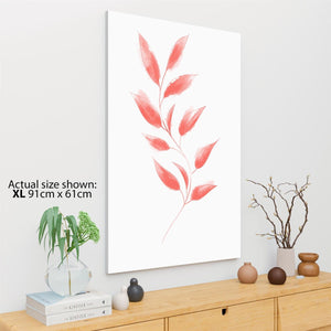 Coral Vine Leaves Line Drawing Floral Canvas Wall Art Print