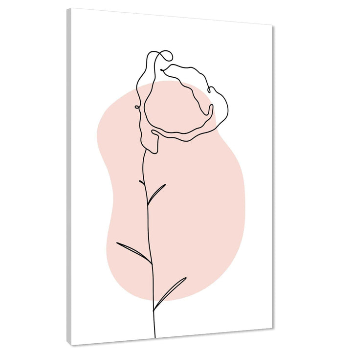 Pink Black Floral Line Drawing Floral Canvas Wall Art Picture - 1RP1376M