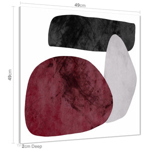 Abstract Dark Red Grey Black Watercolour Canvas Art Prints