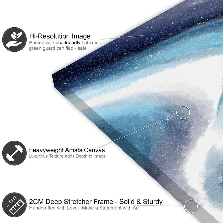 Abstract Blue White Watercolour Brushstrokes Canvas Art Pictures