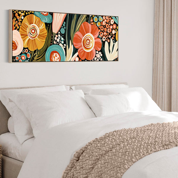 Wide Colourful Bedroom Wall Art Framed Vibrant over Bed Canvas
