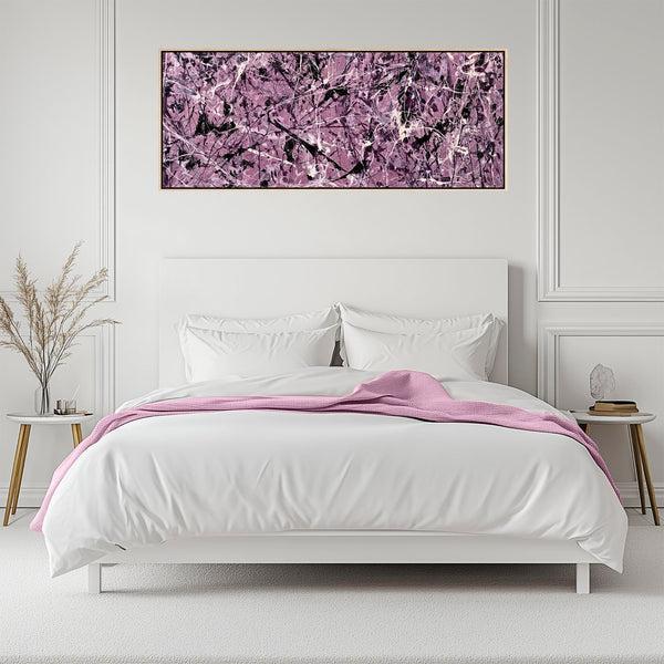 Wide Bedroom Wall Art Canvas Framed Mauve over Bed XL Artwork