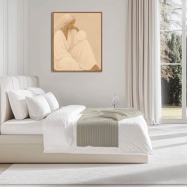 Framed Artwork - Feminine Woman - Thoughtful Elegance 2 - Neutral Beige