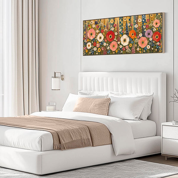 Wide Colourful Gustav Klimt inspired Over Bed Bedroom Canvas