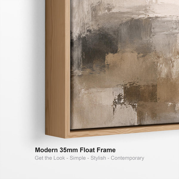 Hallway Framed Canvas Picture - Beige Brown Abstract Hall Art