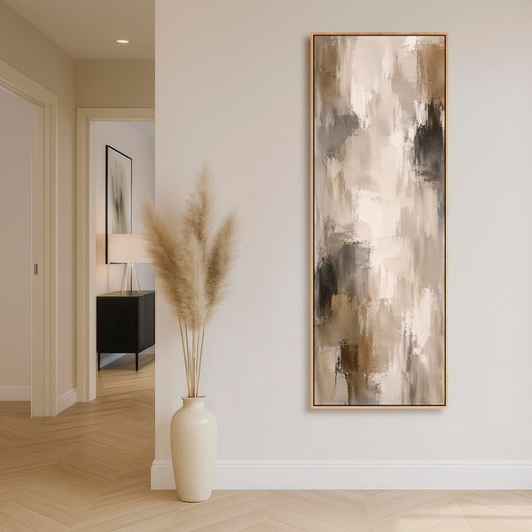 Hallway Framed Canvas Picture - Beige Brown Abstract Hall Art