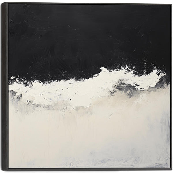 Neutral Beige Black Framed Square Artwork Canvas Cream Tide
