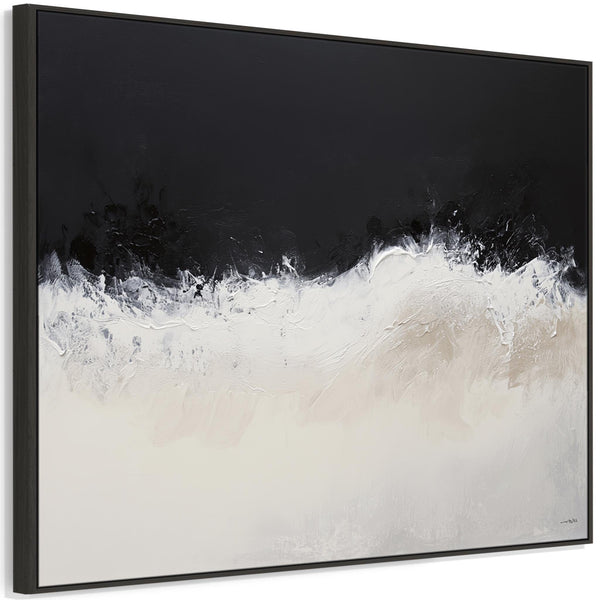 Cream Beige Black Framed Abstract Artwork Canvas Neutral Tide