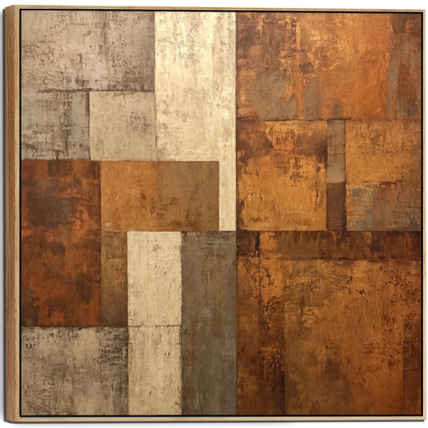Beige Orange Rust Abstract Wall Art - Urban Fields