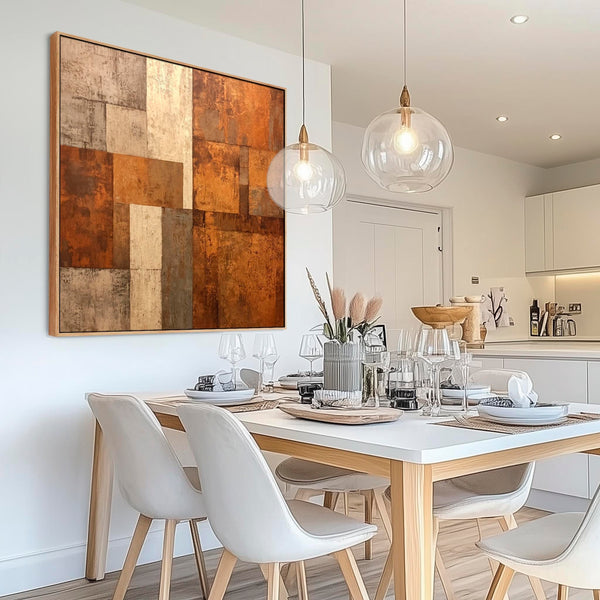 Beige Orange Rust Abstract Wall Art - Urban Fields