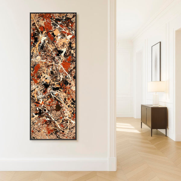 Hallway Framed Canvas Picture - Beige Rust Entrance Way Art