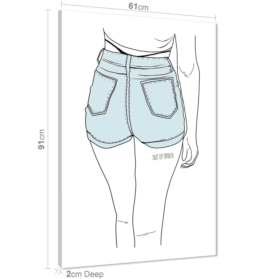 Black and White Blue Fashion Canvas Art Pictures Jeans Shorts - Out of Order