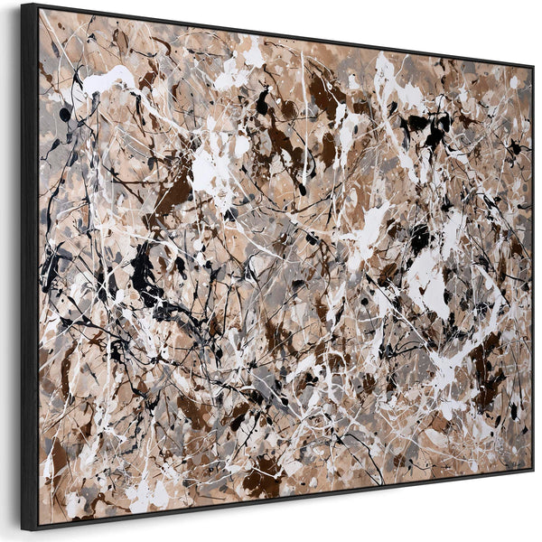 Extra Large Living Room Framed Canvas Neutral Beige Lounge Art