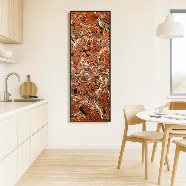 Tall Upright Orange Rust Framed Wall Art Canvas - Burnt Umber
