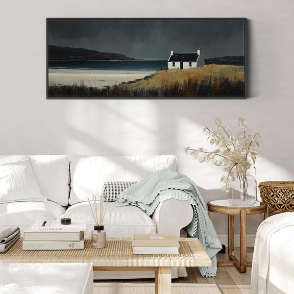 Wide Framed Scottish Print on Canvas Coastal Solitude