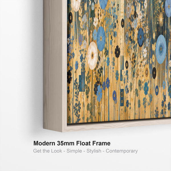 Wide Blue Cream Gustav Klimt inspired Over Bed Bedroom Canvas