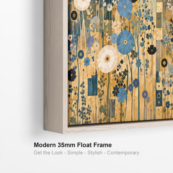 Large Blue Cream Gustav Klimt inspired Living Room Canvas Art