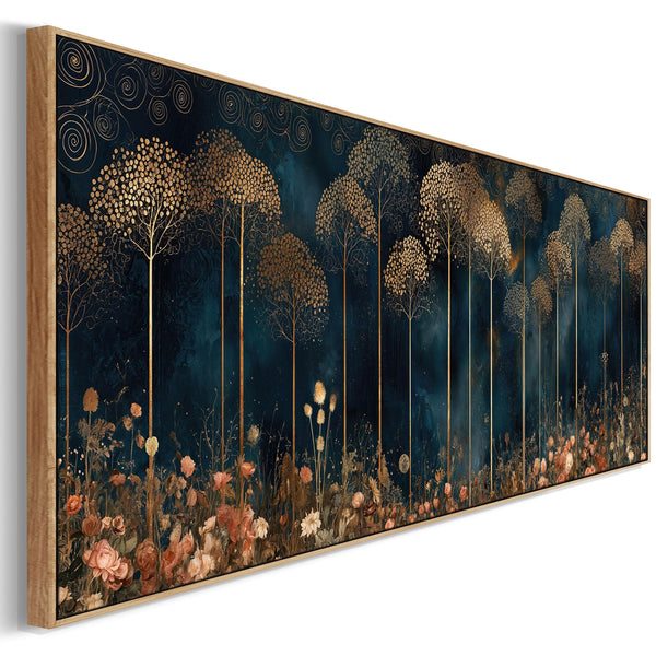 Wide Gustav Klimt inspired Framed Canvas Art - Golden Arbre
