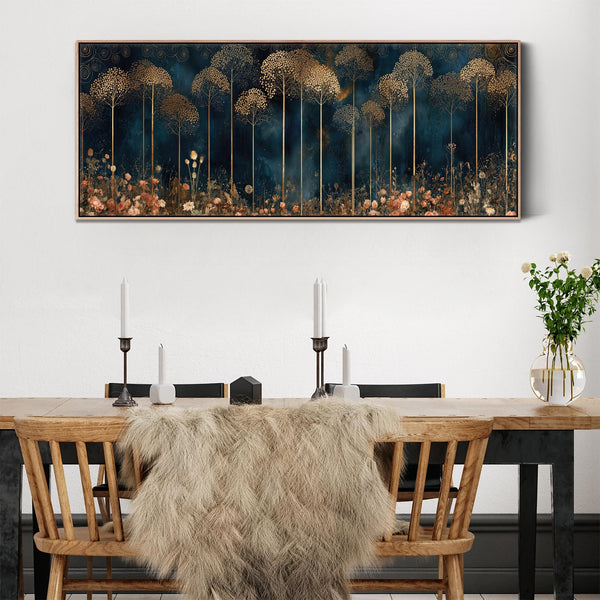 Wide Gustav Klimt inspired Framed Canvas Art - Golden Arbre