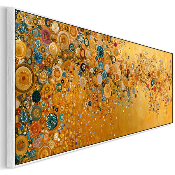 Wide Yellow Abstract Gustav Klimt inspired Kitchen Canvas Art