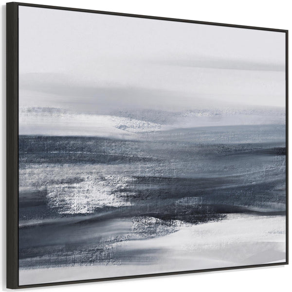 Extra Large Blue Grey Abstract Framed Wall Art Canvas - Deep Ocean Tide