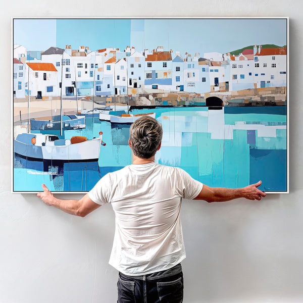 Extra Large Coastal Canvas Wall Art - Framed Oversized Artwork of Cornwall