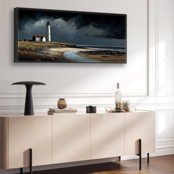 Framed Scottish Wall Art - Lighthouse - Lone Coastal Beacon