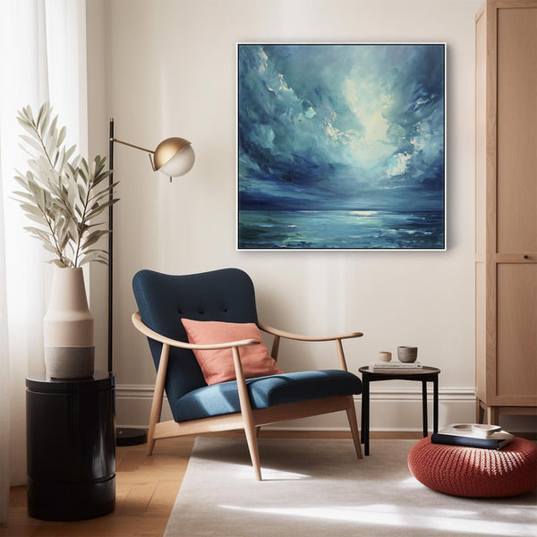 Blue Coastal Wall Art Framed Ocean Calm