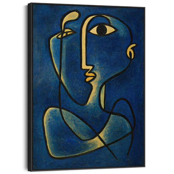 Blue Abstract Framed Canvas Picasso Style - Contemplation