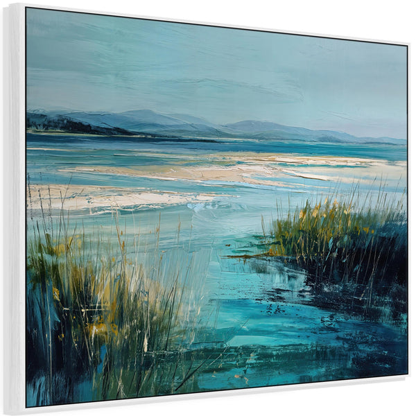 Extra Large Framed Irish Coastal Wall Art - Teal Blue Shores