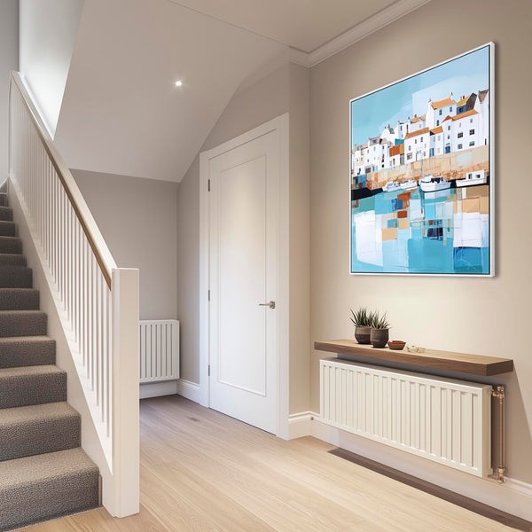 Blue White Canvas Prints Framed Cornish Seaside Memories 1