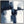 Blue White Abstract Artwork Framed Square XL - Midnight Axis
