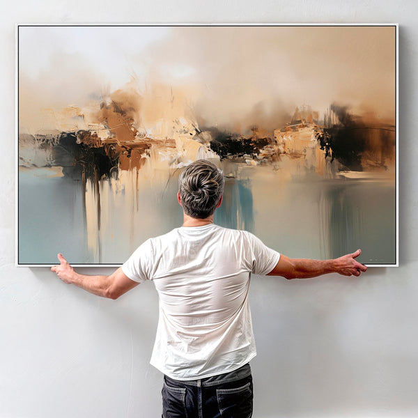 Teal Gold Canvas Framed Wall Art Print - Hushed