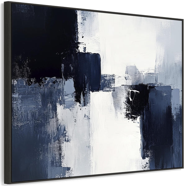 Blue White Abstract Canvas Art Framed - Glacier Divide