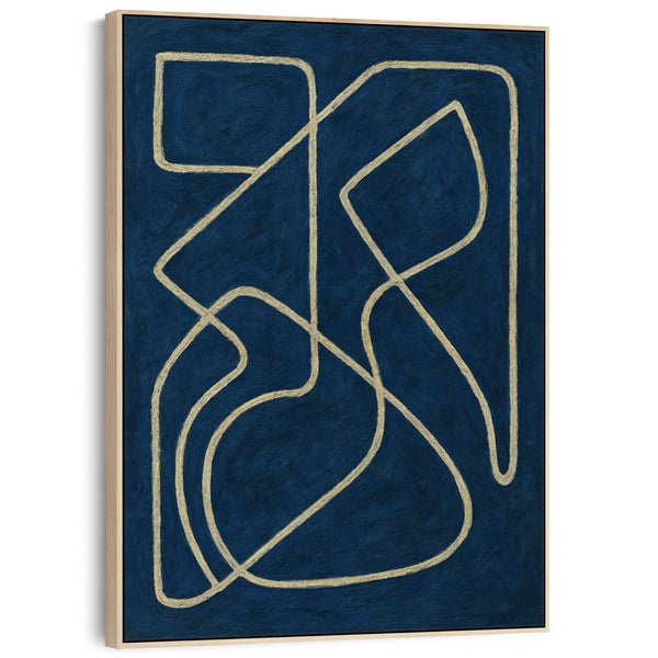 Blue White Abstract Framed Artwork Matisse Style - Wanderlust