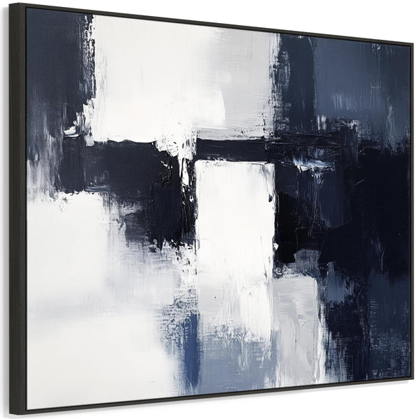 Blue White Abstract Wall Art Framed - Polar Divide