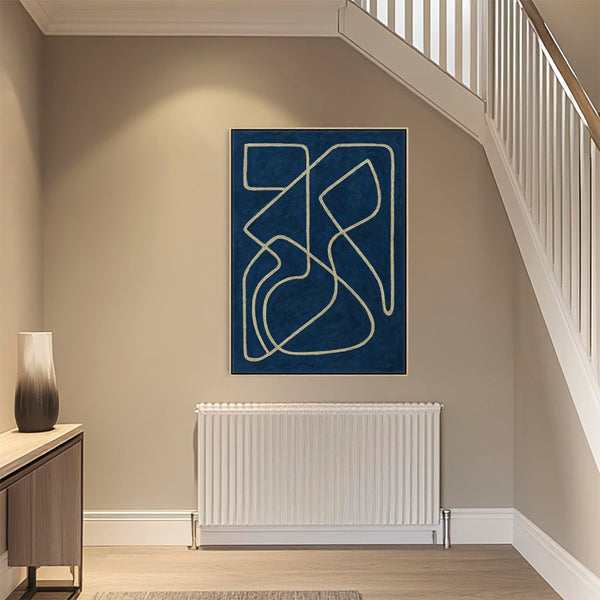 Blue White Abstract Framed Artwork Matisse Style - Wanderlust