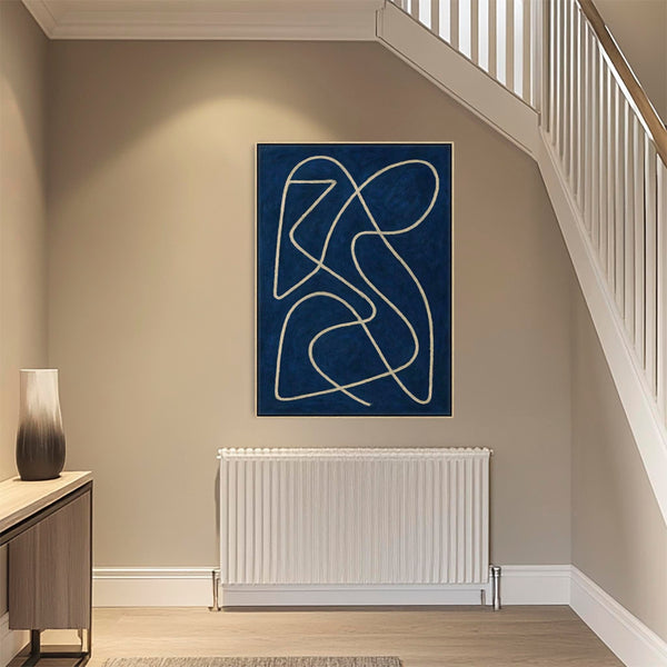 Blue White Abstract Framed Canvas Matisse Style - Exploration