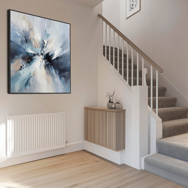 Blue White Abstract Canvas Wall Art XL - Breaking Light