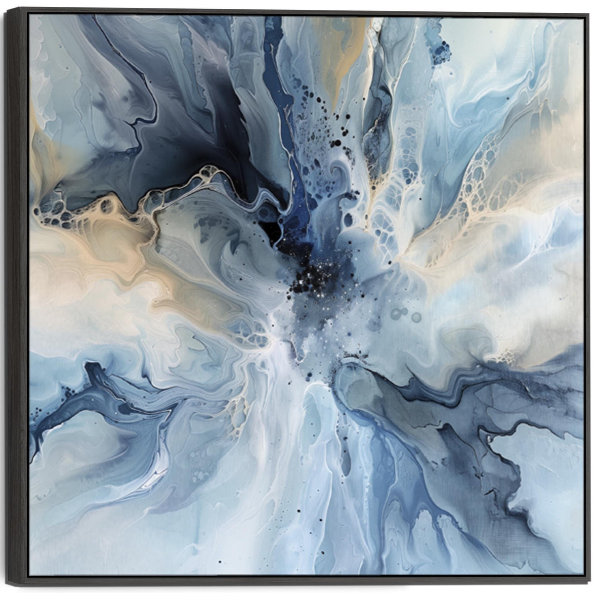 Blue White Framed Abstract Wall Art XL - Echolight – wallfillers.co.uk
