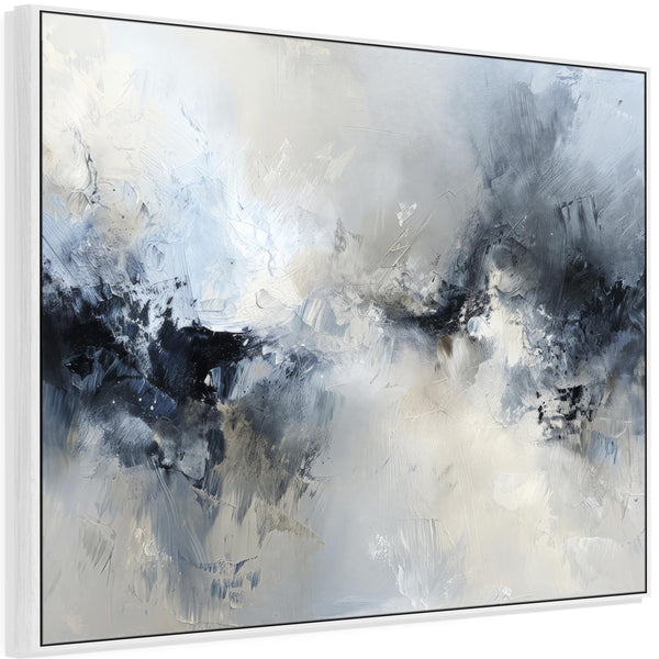 Blue White Abstract Framed Wall Art XL - Frozen Tides