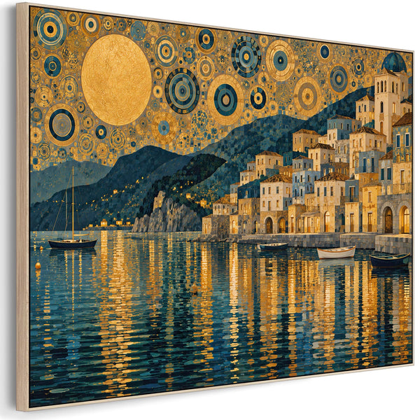 Blue Yellow Framed Canvas Art Gustav Klimt inspired - Twilight