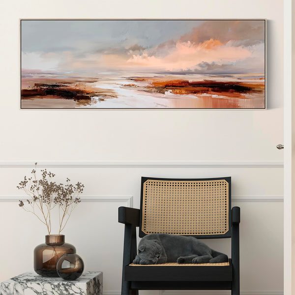 Long Framed Wide Wall Art - Panoramic Blush Horizon