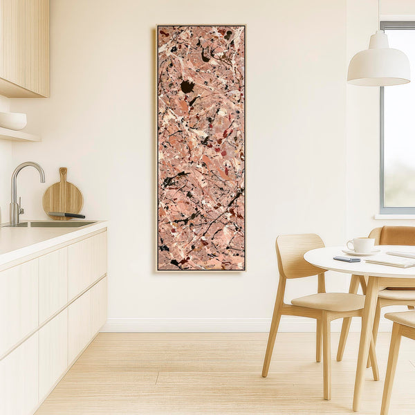 Tall Framed Hallway Wall Art Blush Peach Pink Canvas for Hall